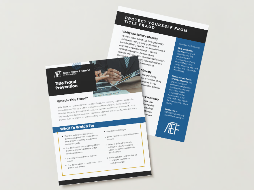 Arizona Escrow Graphic of Title Fraud Prevention Guide